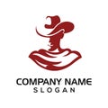 Cowboy, silhouette cowboy design becomes a template for sports logos, farms, food drinks, etc. Royalty Free Stock Photo
