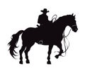 cowboy silhouette in horse action