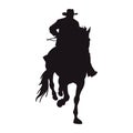 cowboy silhouette in horse action