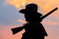 Cowboy silhouette on horse during nice sunset Royalty Free Stock Photo