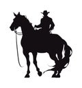 cowboy silhouette in horse profile Royalty Free Stock Photo