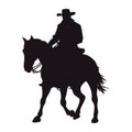 cowboy silhouette in horse profile Royalty Free Stock Photo