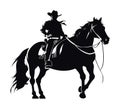 cowboy silhouette in horse side view