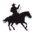 cowboy silhouette in horse side view Royalty Free Stock Photo