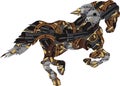 Cowboy silhouette horses in a pattern of horseshoes and pistols with bullets