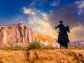 cowboy silhouette at John Fords Point in Monument valley Royalty Free Stock Photo