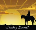 Cowboy silhouette at sunset Royalty Free Stock Photo