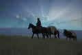 Cowboy silhouetted at first light Royalty Free Stock Photo