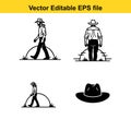 Cowboy silhouettes and hat Royalty Free Stock Photo