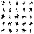 Cowboy silhouettes set Royalty Free Stock Photo