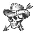 Cowboy Skeleton with Arrow Through Hat raster