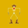 Cowboy skeleton and gun. Wild West dead gunfighter. Western man