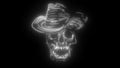 Cowboy skull with hat digital neon video