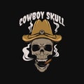 cowboy skull illustration for tshirt design