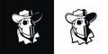 Cowboy skull line art logo