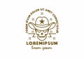Cowboy skull line art with lorem ipsum text