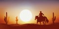 A lonely cowboy in the middle of the desert. Royalty Free Stock Photo