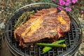 Cowboy steak on grilled with green pepper Royalty Free Stock Photo