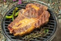Cowboy steak on grilled with green pepper Royalty Free Stock Photo