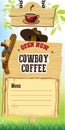 Cowboy style coffee shop banner