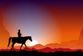 Cowboy at Sunset Royalty Free Stock Photo