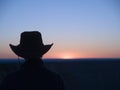Cowboy sunset sillhouette