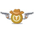 Cowboy Tether coin character cartoon