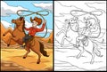 Cowboy Throwing a Lasso on a Horse Illustration