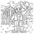 Cowboy Tipping Hat Coloring Page for Kids