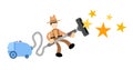 cowboy america and vacuum cleaner clean catch star cartoon doodle flat design vector illustration Royalty Free Stock Photo