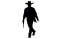 Silhouette of cowboys walking, Cowboy in various action, cowboys walking vector Royalty Free Stock Photo