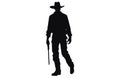 Silhouette of cowboys walking, Cowboy in various action, cowboys walking vector Royalty Free Stock Photo