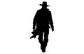 Silhouette of cowboys walking, Cowboy in various action, cowboys walking vector Royalty Free Stock Photo