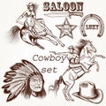 Cowboy vector set west cowboy