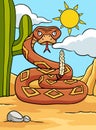 Cowboy Viper Snake Colored Cartoon Illustration