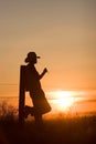 Cowboy Watching Sunset Royalty Free Stock Photo