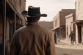 Cowboy west town movie. Generate AI