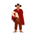 Cowboy or western bandit, gangster in bandana flat vector illustration isolated. Royalty Free Stock Photo