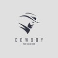 cowboy western head silhouette logo design template for brand or company and other