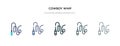 Cowboy whip icon in different style vector illustration. two colored and black cowboy whip vector icons designed in filled,