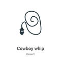 Cowboy whip vector icon on white background. Flat vector cowboy whip icon symbol sign from modern desert collection for mobile