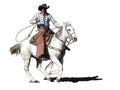Cowboy on a white horse clipart Royalty Free Stock Photo