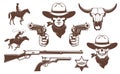 Cowboy Wild West retro design elements