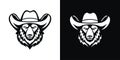 Cowboy wolf head silhouette logo Royalty Free Stock Photo