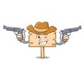 Cowboy wooden board character cartoon