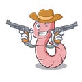 Cowboy worm character cartoon style Royalty Free Stock Photo