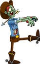 Cowboy Zombie Cartoon Character Walking