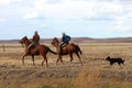 Cowboys with cattle dog Royalty Free Stock Photo