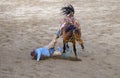 Cowboys competing in Ranch Bronc Riding Royalty Free Stock Photo