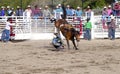 Cowboys competing in Ranch Bronc Riding